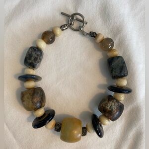 Stone Beaded Bracelet with Silver Accents